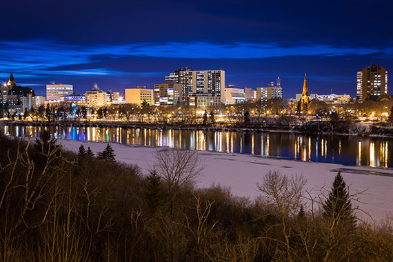 Beautiful downtown Saskatoon at night is home to many drug addicts seeking to make a change in their lives and attain sobriety.